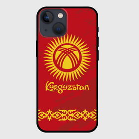 Чехол для iPhone 13 mini с принтом Киргизия ,  |  | Тематика изображения на принте: asia | coat of arms | kyrgyz republics | kyrgyzstan | ornament | state | азия | герб | государство | киргизия | киргизская республика | кыргыз республикасы | кыргызстан | орнамент