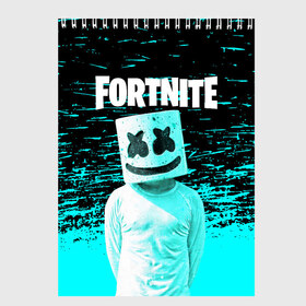 Скетчбук с принтом Fortnite Marshmello , 100% бумага
 | 48 листов, плотность листов — 100 г/м2, плотность картонной обложки — 250 г/м2. Листы скреплены сверху удобной пружинной спиралью | archetype | fortnite | fortnite x | game | ikonik | marshmello | raven | архетип | ворон | игра | иконик | маршмелло | фортнайт