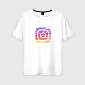 Женская футболка хлопок Oversize с принтом Instagram , 100% хлопок | свободный крой, круглый ворот, спущенный рукав, длина до линии бедер
 | instagram | знак | значок | картинки | надпись | популярные | прикольные | социальные сети