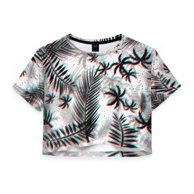 Женская футболка Crop-top 3D с принтом ПАЛЬМЫ | TROPICAL GLITCH , 100% полиэстер | круглая горловина, длина футболки до линии талии, рукава с отворотами | Тематика изображения на принте: hotline miami | neon | new retro wave | outrun | outrun electro | paints | palmen | rainbow | retro | retrowave | summer | synth | synthwave | tropical | брызги | брызги красок | звёзды | космос | краски | лето | неон | пальмы | радуга | 