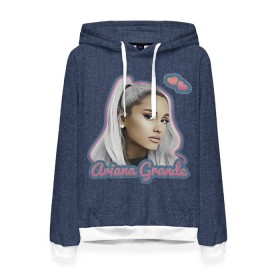 Женская толстовка 3D с принтом Ariana Grande Jeans , 100% полиэстер  | двухслойный капюшон со шнурком для регулировки, мягкие манжеты на рукавах и по низу толстовки, спереди карман-кенгуру с мягким внутренним слоем. | ariana grande | grande | heart | jeans | pink | team | ариана гранде | гранде | джинса | джинсовый | джинсы | для фанатов | надпись | попса | розовый | сердечки | синий | текстура | фанатам