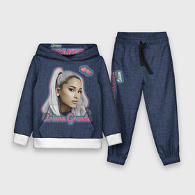 Детский костюм 3D (с толстовкой) с принтом Ariana Grande Jeans ,  |  | Тематика изображения на принте: ariana grande | grande | heart | jeans | pink | team | ариана гранде | гранде | джинса | джинсовый | джинсы | для фанатов | надпись | попса | розовый | сердечки | синий | текстура | фанатам