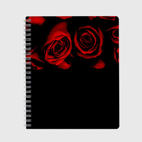 Тетрадь с принтом Готика , 100% бумага | 48 листов, плотность листов — 60 г/м2, плотность картонной обложки — 250 г/м2. Листы скреплены сбоку удобной пружинной спиралью. Уголки страниц и обложки скругленные. Цвет линий — светло-серый
 | black | flowers | red | rose | rozario | vampire | алые | бутоны | вампир | винтаж | готический | красныерозы | кровь | лепестки | летний | лето | ночь | природа | растения | роза | розочка | розы | рок | темный | узор