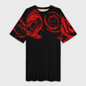 Платье-футболка 3D с принтом Готика ,  |  | black | flowers | red | rose | rozario | vampire | алые | бутоны | вампир | винтаж | готический | красныерозы | кровь | лепестки | летний | лето | ночь | природа | растения | роза | розочка | розы | рок | темный | узор