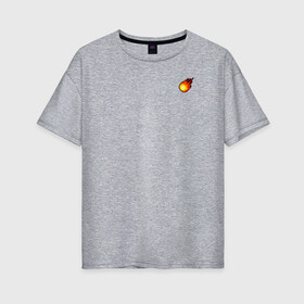 Женская футболка хлопок Oversize с принтом Метеорит на груди 2D 8 бит , 100% хлопок | свободный крой, круглый ворот, спущенный рукав, длина до линии бедер
 | 2d | горящий шар | игры. 8 бит. | метеорит | пиксель