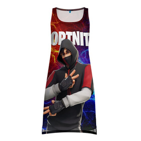 Платье-майка 3D с принтом FORTNITE x IKONIK | ФОРТНАЙТ ИКОНИК , 100% полиэстер | полуприлегающий силуэт, широкие бретели, круглый вырез горловины, удлиненный подол сзади. | deadmau5 | fortnite | fortnite 2 | fortnite x маршмелло | ikonik | marshmello | ninja | ninja streamer | raven | travis scott | ворон | иконик | ниндзя | пили | рейвен | трэвис скотт | фортнайт