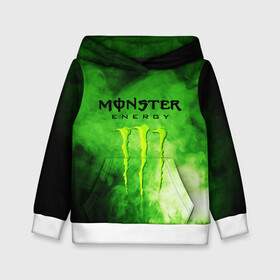 Детская толстовка 3D с принтом MONSTER ENERGY , 100% полиэстер | двухслойный капюшон со шнурком для регулировки, мягкие манжеты на рукавах и по низу толстовки, спереди карман-кенгуру с мягким внутренним слоем | Тематика изображения на принте: brend | green | monster energy | андреналин | бренд | зеленый | логотип | монстр | напиток | энергетик | энергия