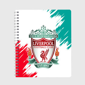 Тетрадь с принтом LIVERPOOL , 100% бумага | 48 листов, плотность листов — 60 г/м2, плотность картонной обложки — 250 г/м2. Листы скреплены сбоку удобной пружинной спиралью. Уголки страниц и обложки скругленные. Цвет линий — светло-серый
 | lfc | liverpool | sport | ynwa | ливерпуль | лфк | спорт