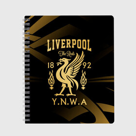 Тетрадь с принтом LIVERPOOL , 100% бумага | 48 листов, плотность листов — 60 г/м2, плотность картонной обложки — 250 г/м2. Листы скреплены сбоку удобной пружинной спиралью. Уголки страниц и обложки скругленные. Цвет линий — светло-серый
 | lfc | liverpool | sport | ynwa | ливерпуль | лфк | спорт