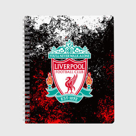 Тетрадь с принтом LIVERPOOL ЛИВЕРПУЛЬ , 100% бумага | 48 листов, плотность листов — 60 г/м2, плотность картонной обложки — 250 г/м2. Листы скреплены сбоку удобной пружинной спиралью. Уголки страниц и обложки скругленные. Цвет линий — светло-серый
 | lfc | liverpool | sport | ynwa | ливерпуль | лфк | спорт