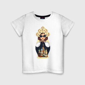 Детская футболка хлопок с принтом Матрешка , 100% хлопок | круглый вырез горловины, полуприлегающий силуэт, длина до линии бедер | matrioshka | moscow | russian | матрешка | москва | россия