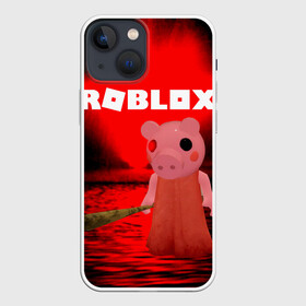 Чехол для iPhone 13 mini с принтом Roblox piggy Свинка Пигги. ,  |  | game | gamer | logo | minecraft | piggi | roblox | simulator | игра | конструктор | лого | пигги | свинья | симулятор | строительство | фигура