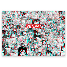 Поздравительная открытка с принтом SENPAI/СЕНПАИ , 100% бумага | плотность бумаги 280 г/м2, матовая, на обратной стороне линовка и место для марки
 | ahegao | anime | kawai | kowai | oppai | otaku | senpai | sugoi | waifu | yandere | аниме | ахегао | ковай | культура | отаку | семпай | сенпай | тренд | яндере