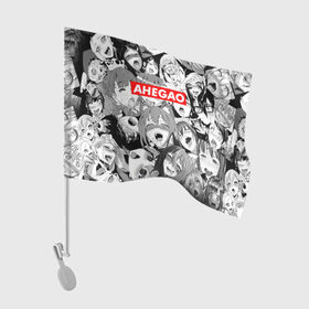 Флаг для автомобиля с принтом Ахегао лица лого , 100% полиэстер | Размер: 30*21 см | ahegao | kawai | kowai | oppai | otaku | senpai | sugoi | waifu | yandere | ахегао | ковай | отаку | семпай | сенпай | сэмпай | яндере
