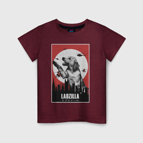 Детская футболка хлопок с принтом Лабзилла , 100% хлопок | круглый вырез горловины, полуприлегающий силуэт, длина до линии бедер | вертолеты | годзилла | лабрадор | пес | постер | собака | собачник | фильм | щенок