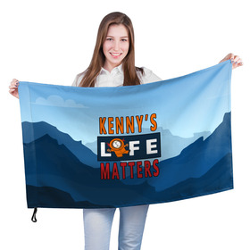 Флаг 3D с принтом Kennys LIFE matters , 100% полиэстер | плотность ткани — 95 г/м2, размер — 67 х 109 см. Принт наносится с одной стороны | kenny | life matters | lives matter | south park | text | жизнь | кенни | маккормик | текст | фразы | южный парк