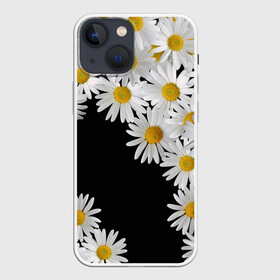 Чехол для iPhone 13 mini с принтом Ромашковая россыпь ,  |  | flowers | spring | summer | букет | бутоны | весна | жара | лепестки | летний | лето | листья | март | ночь | паттерн | поле | поляна | природа | растение | ромашка | ромашки | ромашковое | сад | солнце | узоры