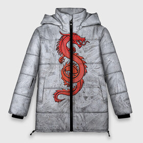 Женская зимняя куртка 3D с принтом Красный дракон , верх — 100% полиэстер; подкладка — 100% полиэстер; утеплитель — 100% полиэстер | длина ниже бедра, силуэт Оверсайз. Есть воротник-стойка, отстегивающийся капюшон и ветрозащитная планка. 

Боковые карманы с листочкой на кнопках и внутренний карман на молнии | дракон | звери | китайский дракон. | мифология