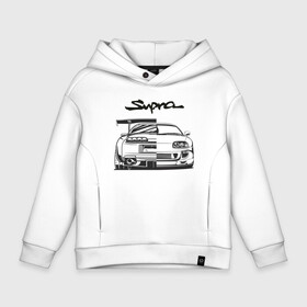 Детское худи Oversize хлопок с принтом Supra , френч-терри — 70% хлопок, 30% полиэстер. Мягкий теплый начес внутри —100% хлопок | боковые карманы, эластичные манжеты и нижняя кромка, капюшон на магнитной кнопке | Тематика изображения на принте: supra | toyota supra | надписи | супра | тойота | чёрно белое