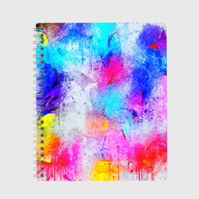 Тетрадь с принтом НЕОНОВЫЕ ПОТЕРТОСТИ , 100% бумага | 48 листов, плотность листов — 60 г/м2, плотность картонной обложки — 250 г/м2. Листы скреплены сбоку удобной пружинной спиралью. Уголки страниц и обложки скругленные. Цвет линий — светло-серый
 | abstraction | watercolor | абстракция красок | акварель | брызги красок | живопись | краска | потертость красок | размытые краски | текстуры | яркие краски