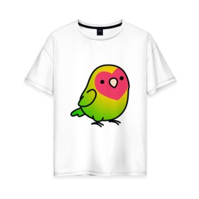 Женская футболка хлопок Oversize с принтом Папугай , 100% хлопок | свободный крой, круглый ворот, спущенный рукав, длина до линии бедер
 | арт | волнистые попугайчики | волнистый попугай | животные | картинка | папуги | попугаи | попугайчики | птица | птицы | рисунок