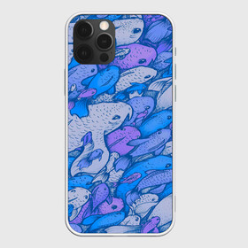 Чехол для iPhone 12 Pro Max с принтом косяк рыб крупно рисунок , Силикон |  | Тематика изображения на принте: арт | косяк | много | морские жители | морской | подводный мир | рисунок | рыбки | рыбы | синий | фиолетовый