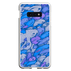 Чехол для Samsung S10E с принтом косяк рыб крупно рисунок , Силикон | Область печати: задняя сторона чехла, без боковых панелей | арт | косяк | много | морские жители | морской | подводный мир | рисунок | рыбки | рыбы | синий | фиолетовый
