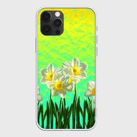 Чехол для iPhone 12 Pro Max с принтом Солнечные Нарциссы , Силикон |  | flowers | nature | summer | sun | бутоны | зелень | кислотный | краски | лазурный | лепестки | летний | лето | листья | нарцисс | нарциссы | неоновый | поле | природа | растения | ромашки | сад | солнечный | солнце