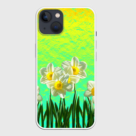 Чехол для iPhone 13 с принтом Солнечные Нарциссы ,  |  | flowers | nature | summer | sun | бутоны | зелень | кислотный | краски | лазурный | лепестки | летний | лето | листья | нарцисс | нарциссы | неоновый | поле | природа | растения | ромашки | сад | солнечный | солнце