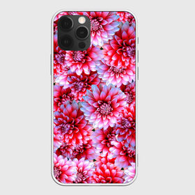 Чехол для iPhone 12 Pro Max с принтом Георгины , Силикон |  | flowers | pink | summer | букет | бутоны | весна | георгины | лепестки | летний | лето | листья | любимая | любовь | март | нежные | паттерн | пионы | подарок | природа | растения | розовыецветы | розы | сад