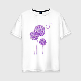 Женская футболка хлопок Oversize с принтом Одуванчики , 100% хлопок | свободный крой, круглый ворот, спущенный рукав, длина до линии бедер
 | exclusive merch | жара | зной | каникулы | лето | одуванчики | отпуск | популярные | растения | тренды | цветы