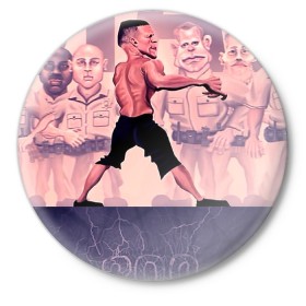 Значок с принтом Нейт Диаз(Nate Diaz) ,  металл | круглая форма, металлическая застежка в виде булавки | арт. | бои | бокс | единоборства | мма
