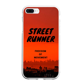 Чехол для iPhone 7/8 Plus матовый с принтом Street runner , Силикон | Область печати: задняя сторона чехла, без боковых панелей | run | runner | running | street | бег | город | закат | лёгкая атлетика | рассвет | улица | я бегу