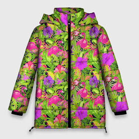 Женская зимняя куртка 3D с принтом Flamingo Tropical , верх — 100% полиэстер; подкладка — 100% полиэстер; утеплитель — 100% полиэстер | длина ниже бедра, силуэт Оверсайз. Есть воротник-стойка, отстегивающийся капюшон и ветрозащитная планка. 

Боковые карманы с листочкой на кнопках и внутренний карман на молнии | flamingo | flamingos | flower | flowers | neon | pink | rose | summer | девочке | девушке | красивая | летняя | неон | парню | подарок | прикольная | приятная | роза | розовая | стильная | текстура | тропики | фламинго | цветок