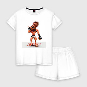 Женская пижама с шортиками хлопок с принтом Конор Макгрегор , 100% хлопок | футболка прямого кроя, шорты свободные с широкой мягкой резинкой | арт. | бои | бокс | единоборства | мма
