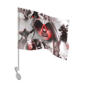 Флаг для автомобиля с принтом ASSASSIN`S CREED , 100% полиэстер | Размер: 30*21 см | black flag | brotherhood | chronicles | creed | game | origins | revelations | rogue | syndicate | unity | valhalla | альтаир | ассасин | игры | кинжал | пираты