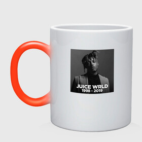 Кружка хамелеон с принтом JUICE WRLD R.I.P. , керамика | меняет цвет при нагревании, емкость 330 мл | Тематика изображения на принте: die | jucie | juice | legends | never | wrld | ворлд | врлд | джус | джуси