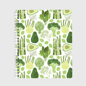 Тетрадь с принтом овощи , 100% бумага | 48 листов, плотность листов — 60 г/м2, плотность картонной обложки — 250 г/м2. Листы скреплены сбоку удобной пружинной спиралью. Уголки страниц и обложки скругленные. Цвет линий — светло-серый
 | vegan | веган | веганство | вегетарианец | вегетарианство | еда | зеленый | земля | зож | листья | мир | охрана | позиция | природа