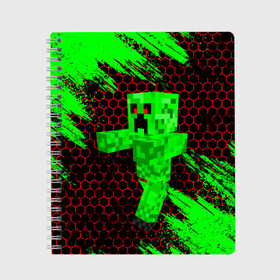 Тетрадь с принтом MINECRAFT CREEPER , 100% бумага | 48 листов, плотность листов — 60 г/м2, плотность картонной обложки — 250 г/м2. Листы скреплены сбоку удобной пружинной спиралью. Уголки страниц и обложки скругленные. Цвет линий — светло-серый
 | creeper | game | minecraft | блоки | игра | квадраты | компьютерная | крипер | криппер | майнкрафт | огонь