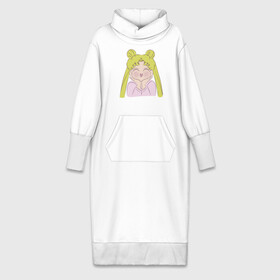 Платье удлиненное хлопок с принтом Sailor Moon ,  |  | face | girl | sailor moon | sailormoon | девочка | лицо | мультяшка | сейлормун | сэйлор мун