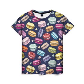 Женская футболка 3D с принтом макарун , 100% полиэфир ( синтетическое хлопкоподобное полотно) | прямой крой, круглый вырез горловины, длина до линии бедер | блюда | готовка | десерт | еда | кондитер | кулинар | повар | шеф повар