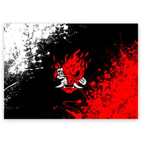 Поздравительная открытка с принтом CYBERPUNK 2077. , 100% бумага | плотность бумаги 280 г/м2, матовая, на обратной стороне линовка и место для марки
 | cd project red | cyberpunk 2077 | keanu reeves | samurai | киану ривз | киберпанк 2077 | самураи