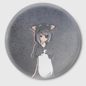 Значок с принтом Catgirl ,  металл | круглая форма, металлическая застежка в виде булавки | Тематика изображения на принте: catgirl | аниме | девочка кошка | манга