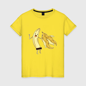 Женская футболка хлопок с принтом Голый Банан , 100% хлопок | прямой крой, круглый вырез горловины, длина до линии бедер, слегка спущенное плечо | Тематика изображения на принте: banana | cute | funny | humor | naked | бананы | без кожицы | без кожуры | забавная | забавный | милый | очищенный | позирует | прикол | прикольный | прямоугольник | смешная | смешной | улыбка | эксгибиционизм | эк