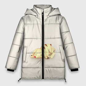 Женская зимняя куртка 3D с принтом Пикачу очень устал и уснул , верх — 100% полиэстер; подкладка — 100% полиэстер; утеплитель — 100% полиэстер | длина ниже бедра, силуэт Оверсайз. Есть воротник-стойка, отстегивающийся капюшон и ветрозащитная планка. 

Боковые карманы с листочкой на кнопках и внутренний карман на молнии | Тематика изображения на принте: батареечка села | выдохся | вымотался | желтый | заряд закончился | нет сил | очень | пика | пикачу | покемон | покемоны | уснул | устал