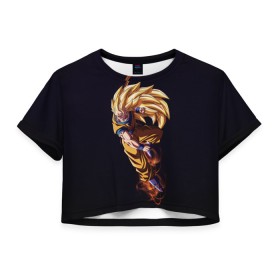 Женская футболка Crop-top 3D с принтом Шар Дракона , 100% полиэстер | круглая горловина, длина футболки до линии талии, рукава с отворотами | dragon ball | аниме | веджета | драконий жемчуг | молнии | шар дракона
