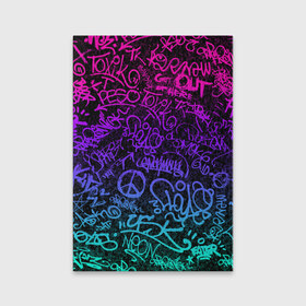 Обложка для паспорта матовая кожа с принтом Граффити Neon , натуральная матовая кожа | размер 19,3 х 13,7 см; прозрачные пластиковые крепления | blue | cyberpunk | drawing | graffiti | lettering | neon | paint | purple | text | брызги | граффити | киберпанк | краска | надписи | неон | рисунок | синий | текст | фиолетовый