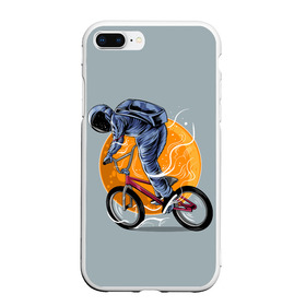 Чехол для iPhone 7Plus/8 Plus матовый с принтом Космический велосипедист (Z) , Силикон | Область печати: задняя сторона чехла, без боковых панелей | Тематика изображения на принте: bicycle | bicyclist | bike | biker | bmx | cycle | galaxy | moon | rider | space | stars | байкер | бмх | вело | велогонщик | велосепедист | велосипед | велоспорт | гонщик | космос | луна