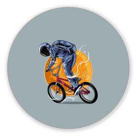 Коврик для мышки круглый с принтом Космический велосипедист (Z) , резина и полиэстер | круглая форма, изображение наносится на всю лицевую часть | bicycle | bicyclist | bike | biker | bmx | cycle | galaxy | moon | rider | space | stars | байкер | бмх | вело | велогонщик | велосепедист | велосипед | велоспорт | гонщик | космос | луна