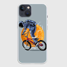 Чехол для iPhone 13 с принтом Космический велосипедист (Z) ,  |  | bicycle | bicyclist | bike | biker | bmx | cycle | galaxy | moon | rider | space | stars | байкер | бмх | вело | велогонщик | велосепедист | велосипед | велоспорт | гонщик | космос | луна
